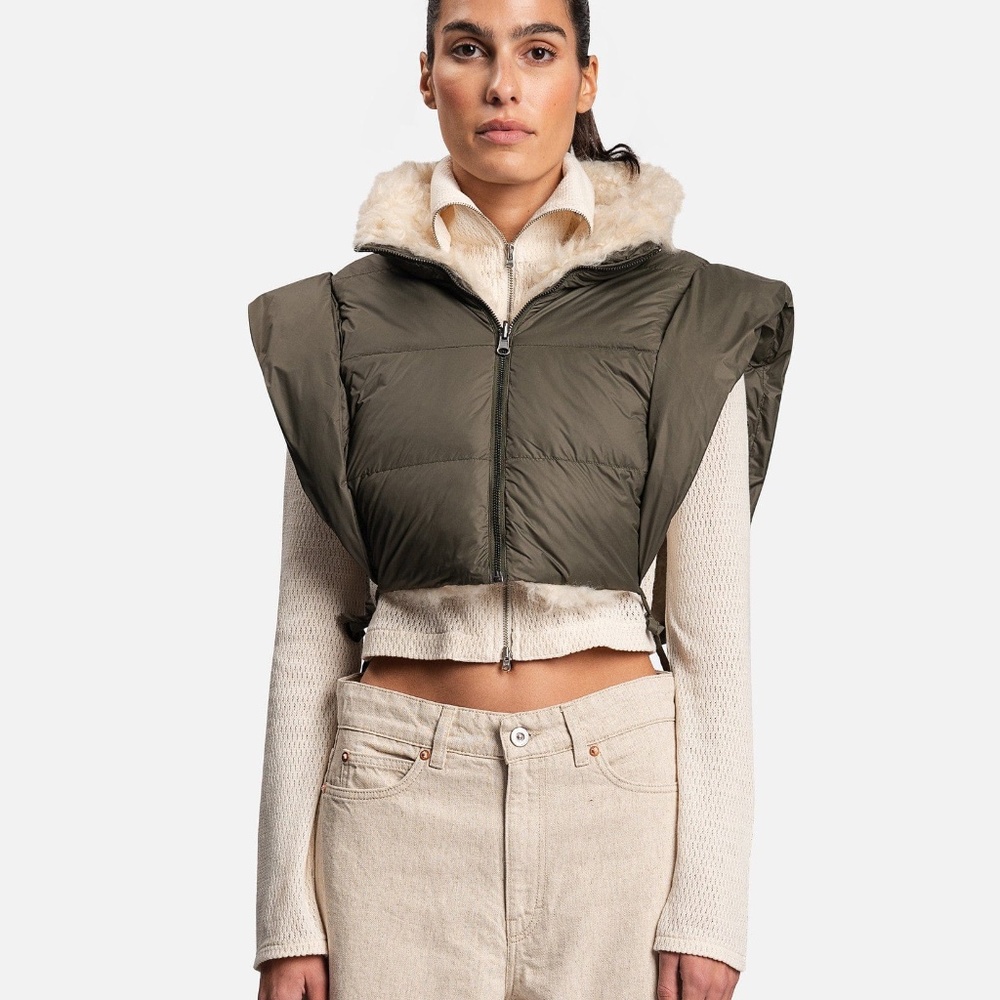 ISABALE MARANT ETOILE Hoodiali Reversible Bib Raincoat in Dark Khaki
